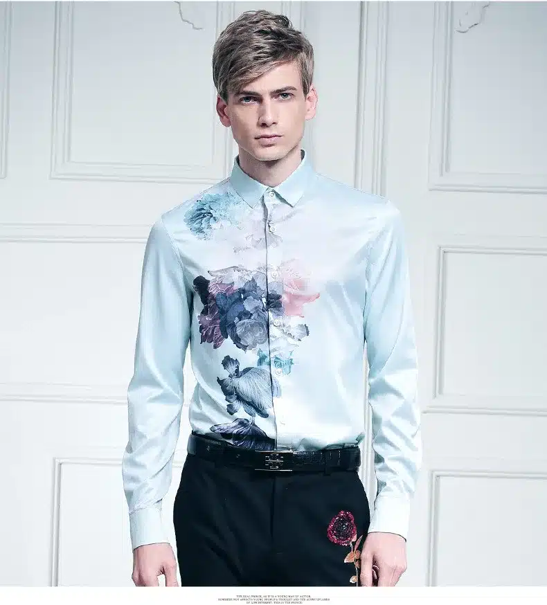 fanzhuan Free shipping New male man Summer casual fashion Men's flower prints Mens Long Sleeved Shirt Korean On Sale 612003 24