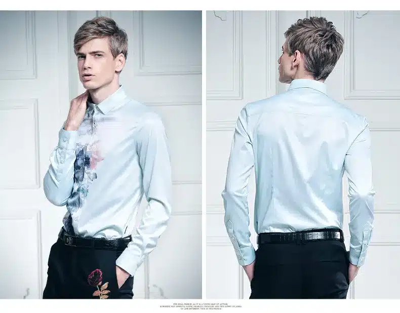 fanzhuan Free shipping New male man Summer casual fashion Men's flower prints Mens Long Sleeved Shirt Korean On Sale 612003 26
