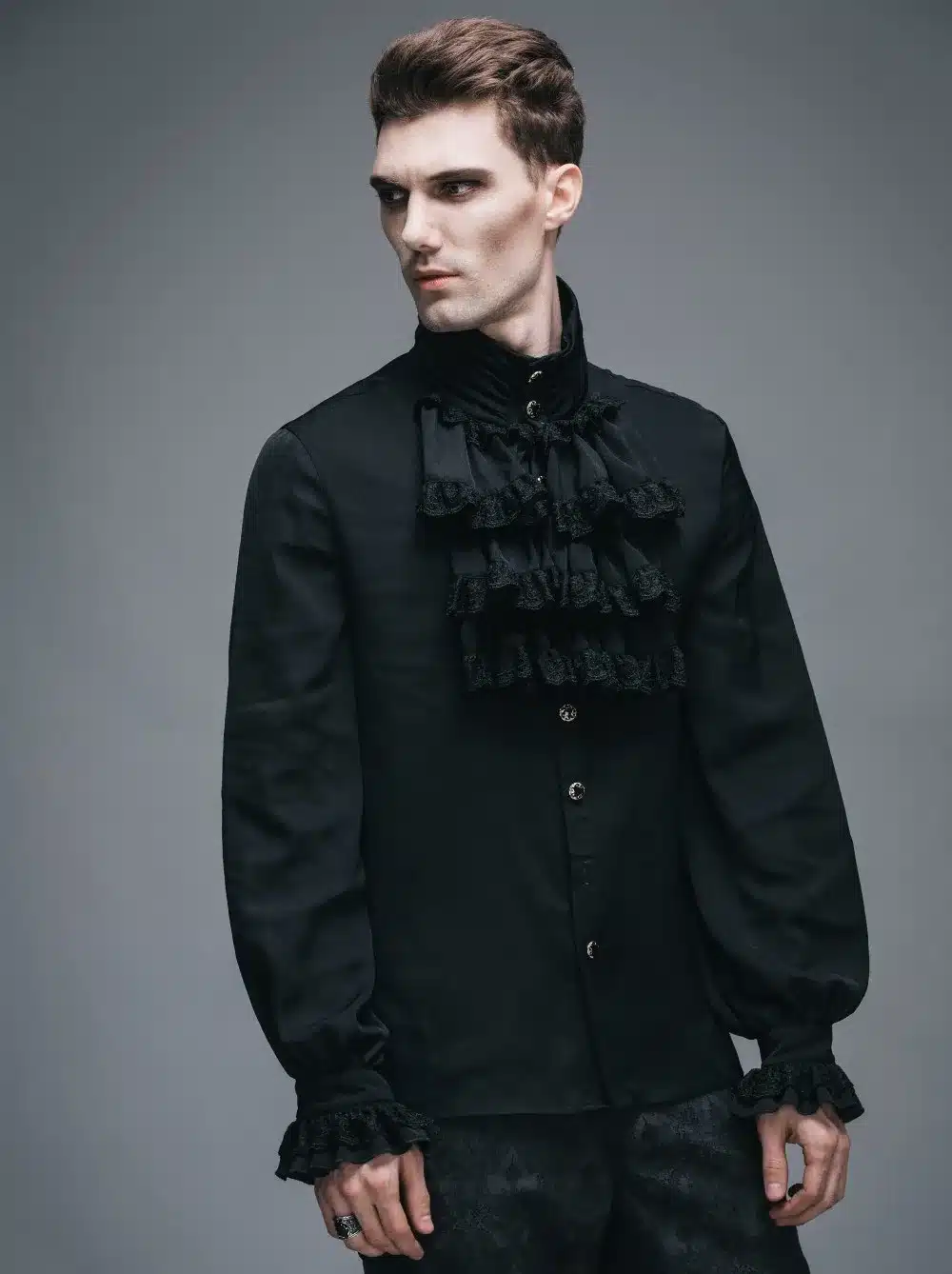Steampunk Men Casual Shirt Gothic Style Fashion Novelty Single Breasted Chiffon Long Sleeve Male Shirt Black Clothing XXXL 4