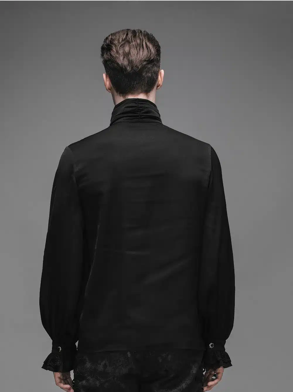 Steampunk Men Casual Shirt Gothic Style Fashion Novelty Single Breasted Chiffon Long Sleeve Male Shirt Black Clothing XXXL 7