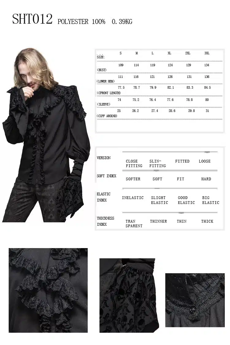 Steampunk Men's Dress Shirt Black Color Long Sleeve Man Shirt Pedal Sleeve Male Shirt Blouses Gothic Luxury Brand Clothes 9