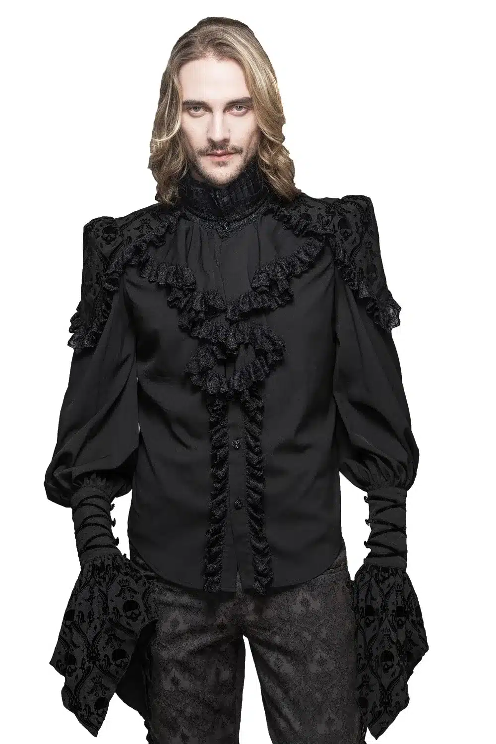 Steampunk Men's Dress Shirt Black Color Long Sleeve Man Shirt Pedal Sleeve Male Shirt Blouses Gothic Luxury Brand Clothes 10