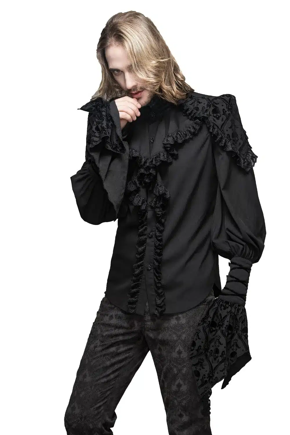 Steampunk Men's Dress Shirt Black Color Long Sleeve Man Shirt Pedal Sleeve Male Shirt Blouses Gothic Luxury Brand Clothes 11