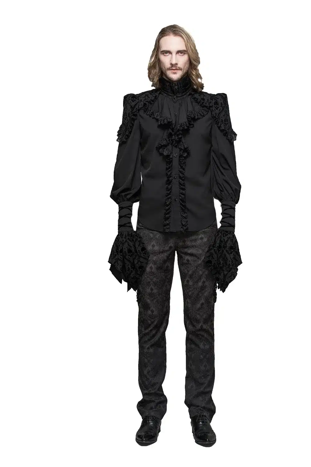 Steampunk Men's Dress Shirt Black Color Long Sleeve Man Shirt Pedal Sleeve Male Shirt Blouses Gothic Luxury Brand Clothes 12