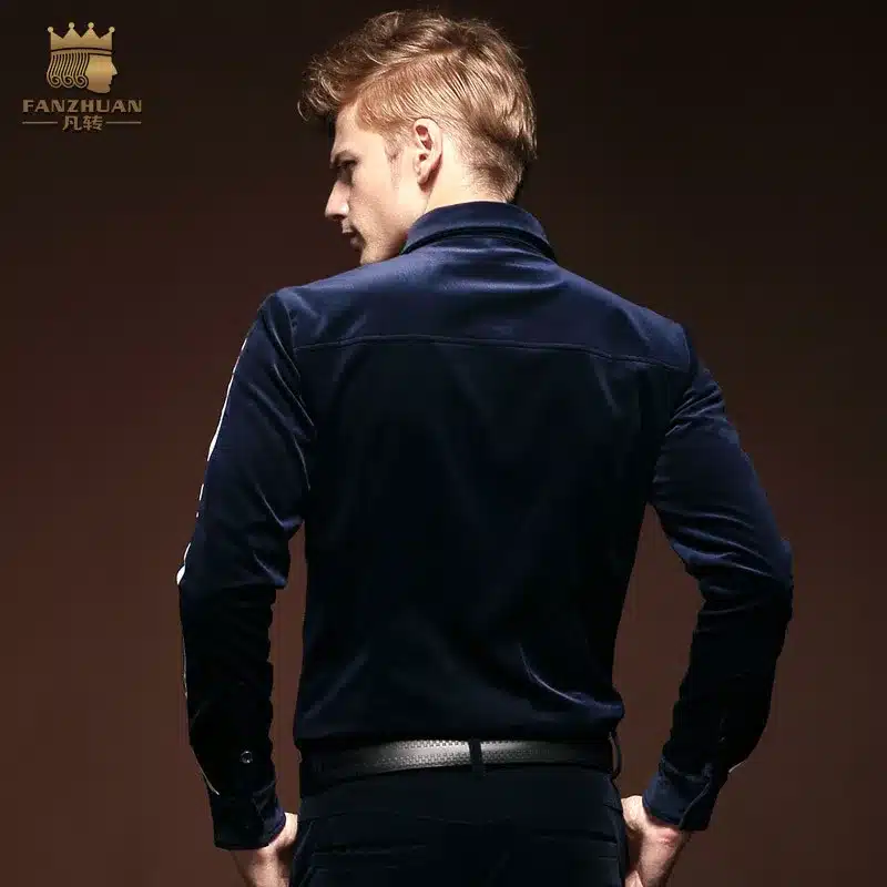 FanZhuan Free Shipping New men's fashion casual male long sleeved winter Shirts grass grain embroidered shirt 14267 personality 13