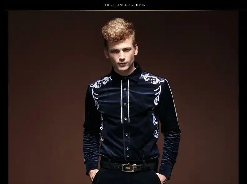 FanZhuan Free Shipping New men's fashion casual male long sleeved winter Shirts grass grain embroidered shirt 14267 personality 18
