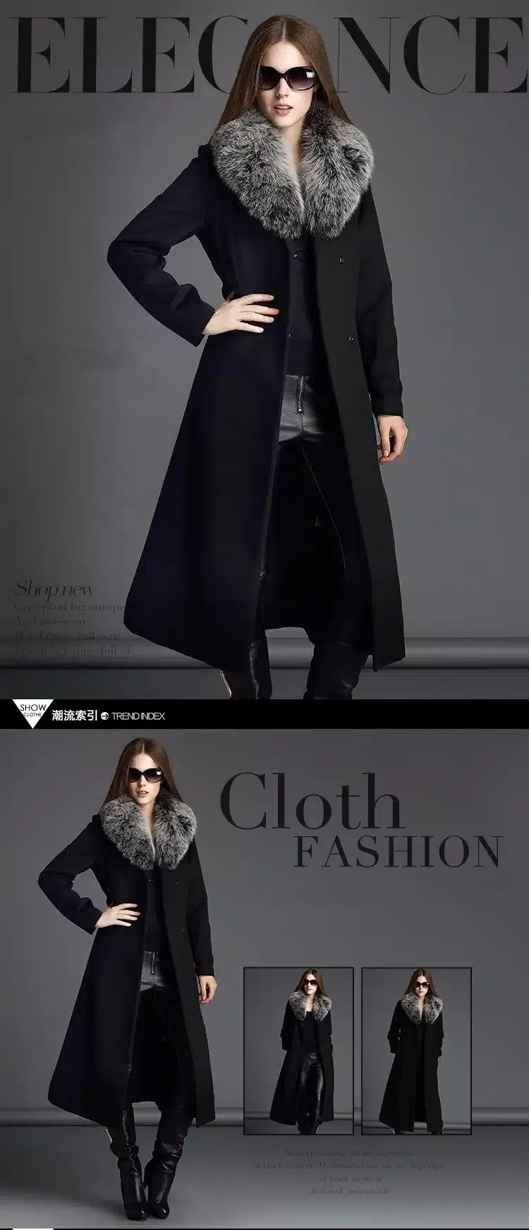2016 Winter New Arrive High Quality Women Fox Fur Collar Cashmere Wool Warm Trench Noble Sashes Slim Long Maxi Coat Female 22