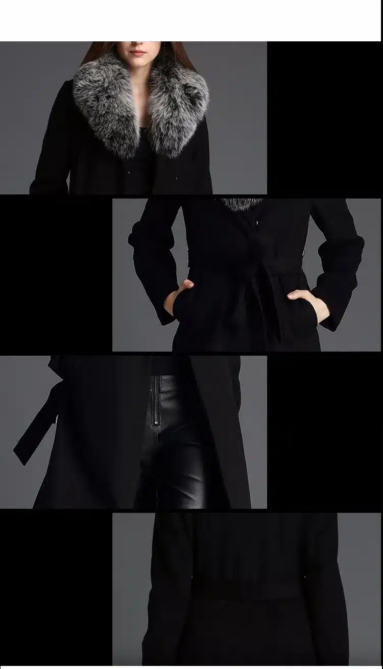 2016 Winter New Arrive High Quality Women Fox Fur Collar Cashmere Wool Warm Trench Noble Sashes Slim Long Maxi Coat Female 24