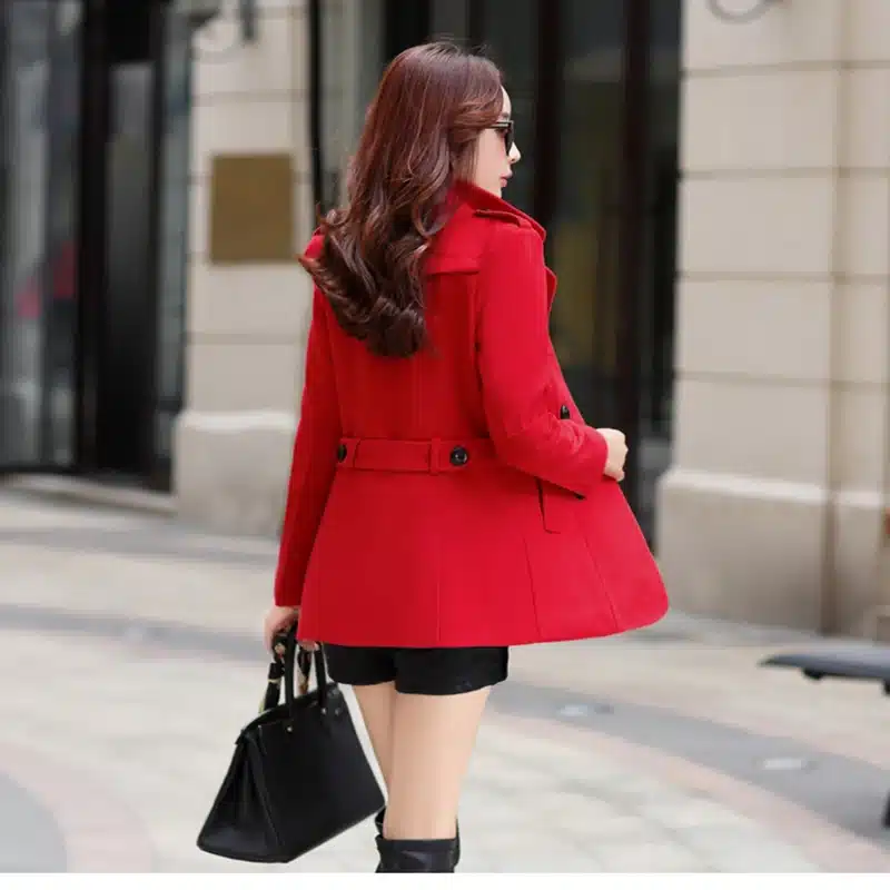2017 Autumn Winter new fashion women wool coat double breasted coat elegant bodycon cocoon wool long coat Solid color tops LU304 4