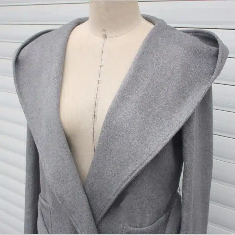 New Black Womens Autumn Winter Hooded Section Cashmere Jacket Outwear Long Slim Wool Coat casaco feminino manteau femme hiver 12