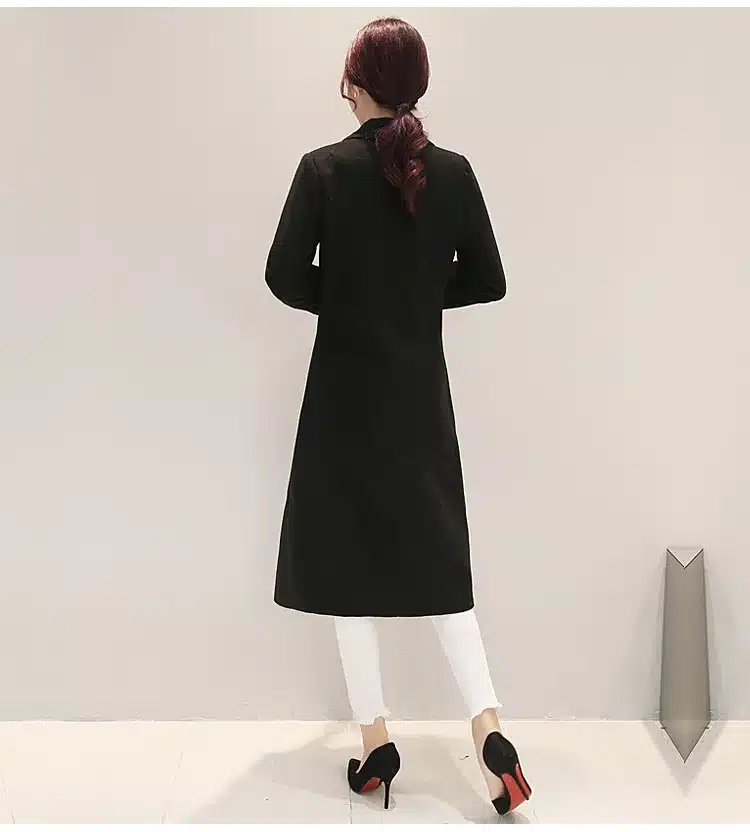 Women's Cashmere Coat 2017 New V-neck Solid Trench Woolen Coat Woman Warm Winter Jacket Overcoat Female Long Outwear Pocket 22