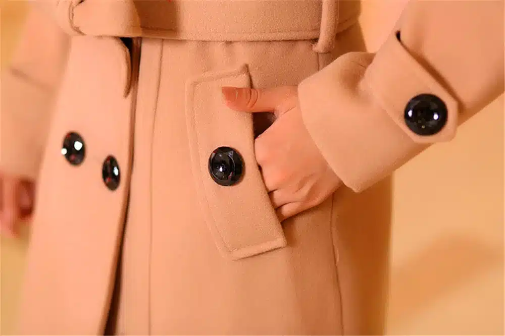 WMWMNU New Winter Coat Women Woolen Coat Zipper Lady Overcoats Jacket Warm Pink Big Fur Collar Double Breasted Outwears Female 11