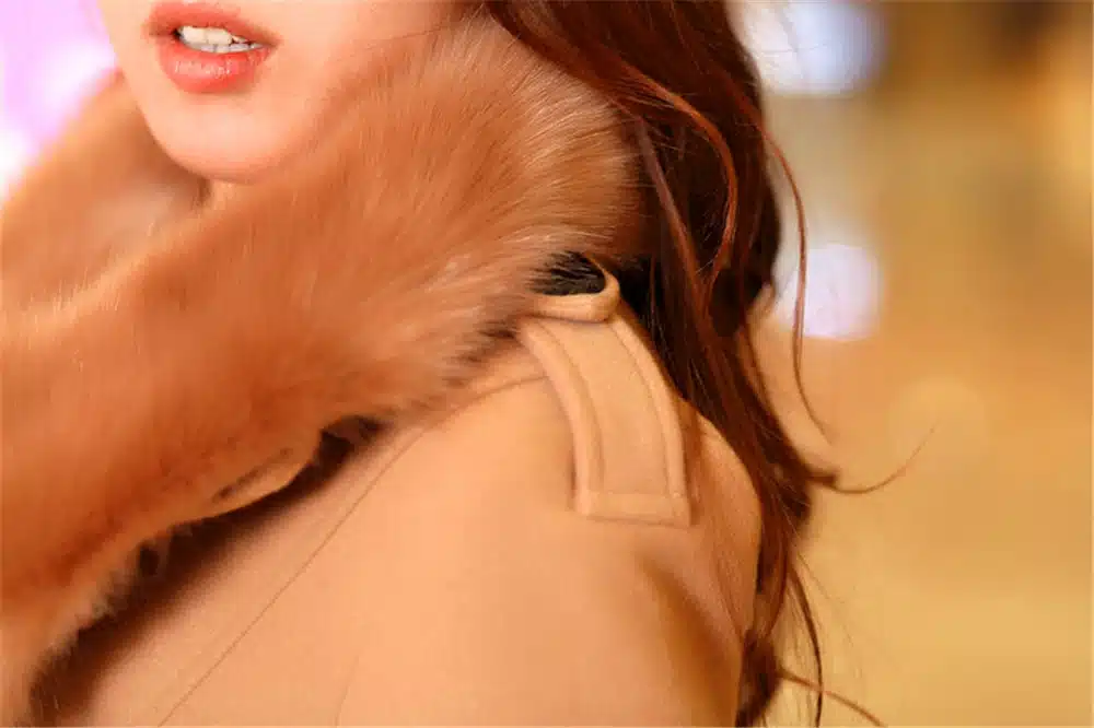 WMWMNU New Winter Coat Women Woolen Coat Zipper Lady Overcoats Jacket Warm Pink Big Fur Collar Double Breasted Outwears Female 12