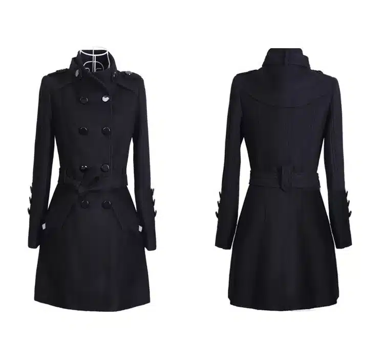 Uwback 2017 New Spring Woolen Coat Trench Women Slim Double Breasted Black Winter Coats Long Outerwear for Women QB323 13
