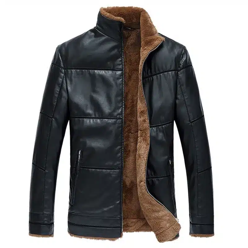 Plus Size 8XL Big and Tall Men Fur Lined Leather Jackets Winter Style Luxurious Brand Clothes Leather Fur Jacket Coats Men C036 14