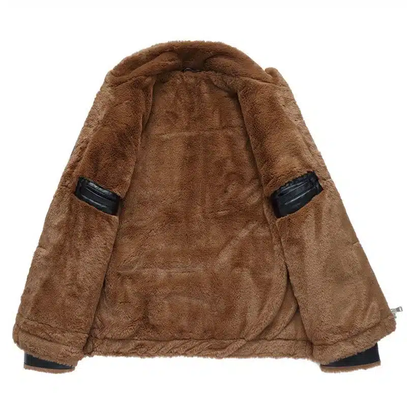 Plus Size 8XL Big and Tall Men Fur Lined Leather Jackets Winter Style Luxurious Brand Clothes Leather Fur Jacket Coats Men C036 16