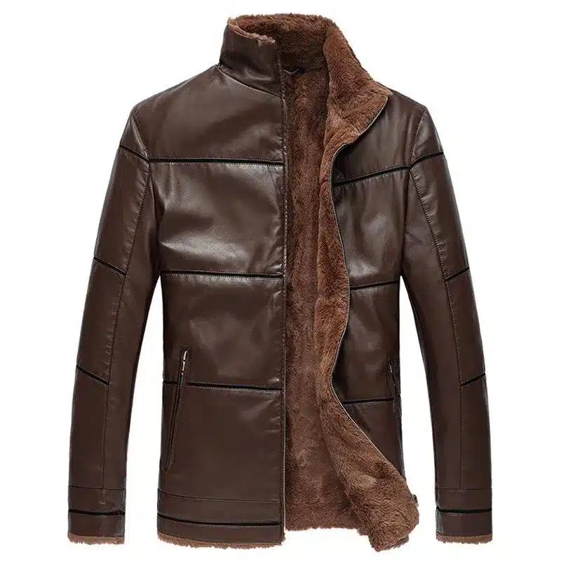 Plus Size 8XL Big and Tall Men Fur Lined Leather Jackets Winter Style Luxurious Brand Clothes Leather Fur Jacket Coats Men C036 24