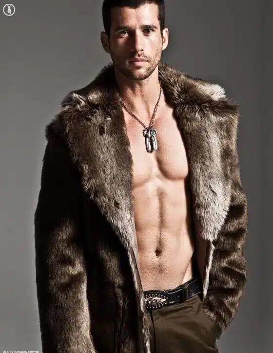 Men Faux Fur Coat Brand Fashion Slim Fit Turn- Down Luxury Long Coat High Quality Winter Snow Warm Fur OverCoat D1575-EU 4