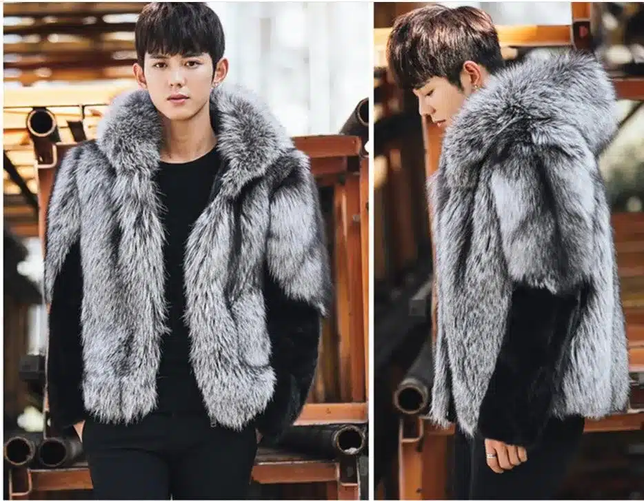 Large Size Mens Hooded Winter Autumn Faux Fur Overcoats Male Fox Fur Outwear Man-Made Fur Jackets Clothes Casual Coats J1676 2