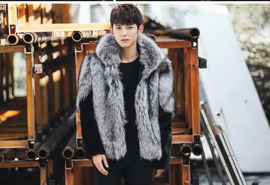 Large Size Mens Hooded Winter Autumn Faux Fur Overcoats Male Fox Fur Outwear Man-Made Fur Jackets Clothes Casual Coats J1676 6