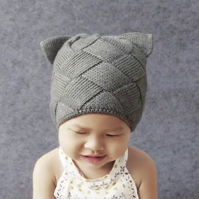 GZHiLOVINGL Cute Baby Girls Boys Kids Children Cat Ears Knitted Wool Hat 5 month-4 Years Kids Warm Winter Beanie Hat Girls Hats 2