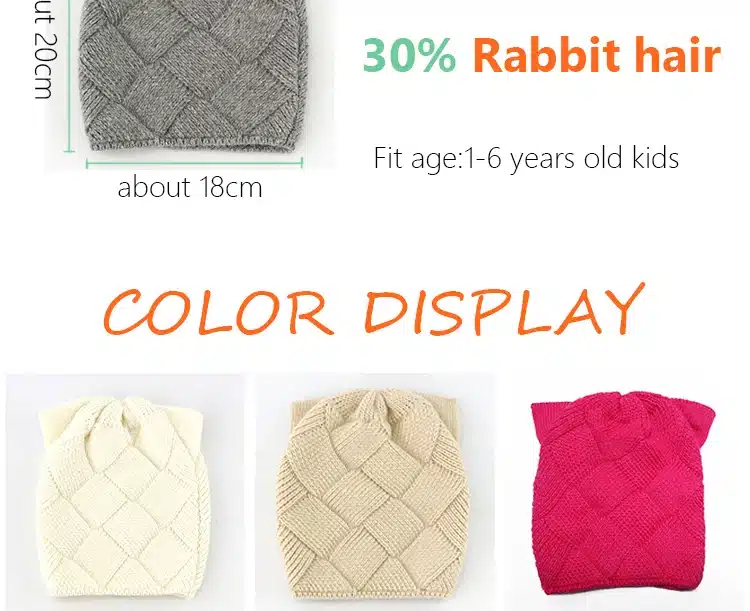 GZHiLOVINGL Cute Baby Girls Boys Kids Children Cat Ears Knitted Wool Hat 5 month-4 Years Kids Warm Winter Beanie Hat Girls Hats 6