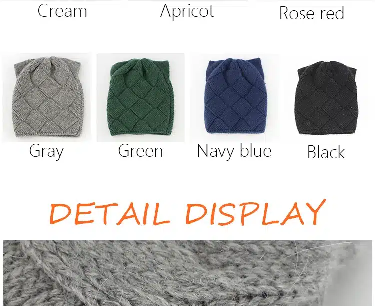 GZHiLOVINGL Cute Baby Girls Boys Kids Children Cat Ears Knitted Wool Hat 5 month-4 Years Kids Warm Winter Beanie Hat Girls Hats 7