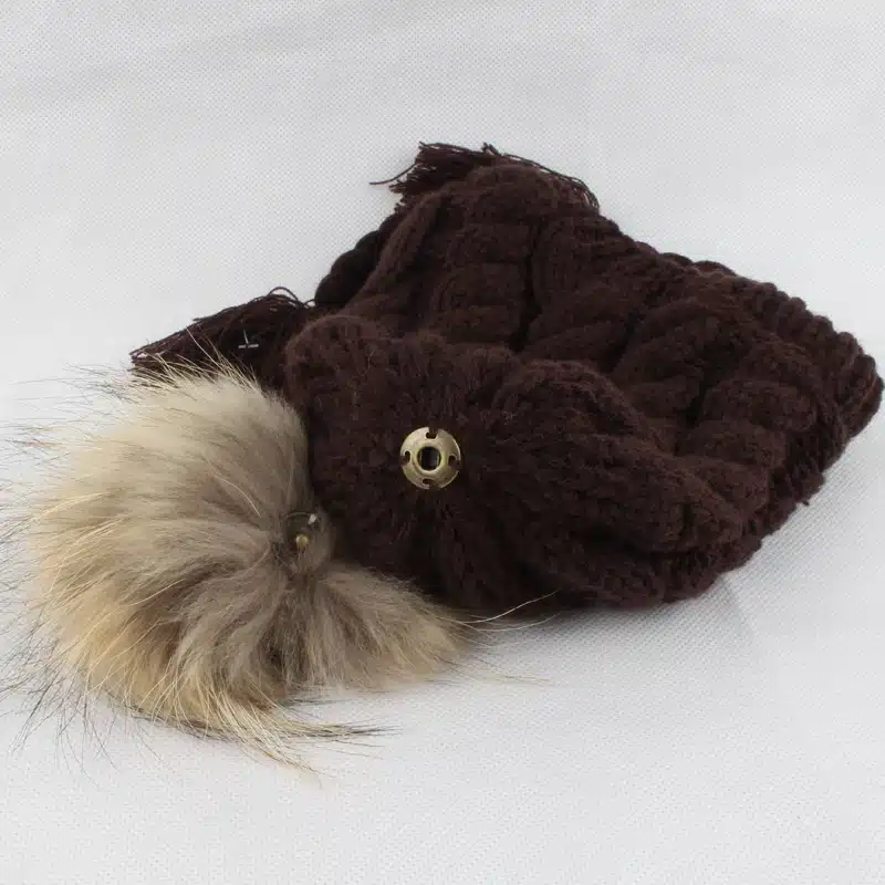 FURANDOWN Baby Winter Fur Pompom Hats Children Warm Scarf Beanie Set Ear Protection Cap Kids Boys Girls 16