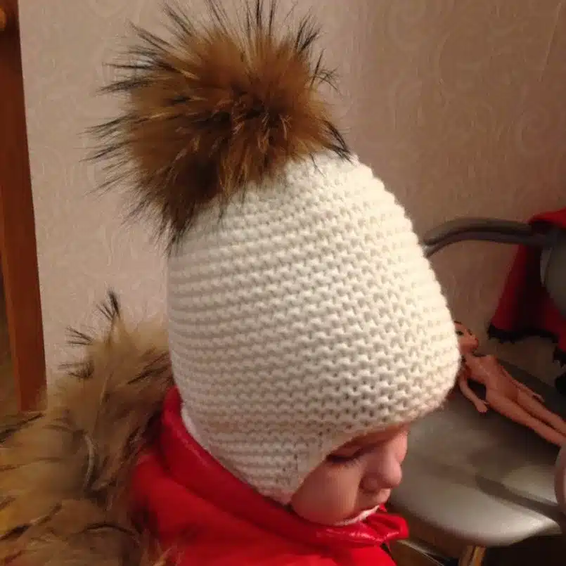 FURANDOWN 2017 Fashion Kids Winter Raccoon Fur Hats For Children Girls Knitted Wool Earflap Beanies Cap Crochet Baby Hat 26