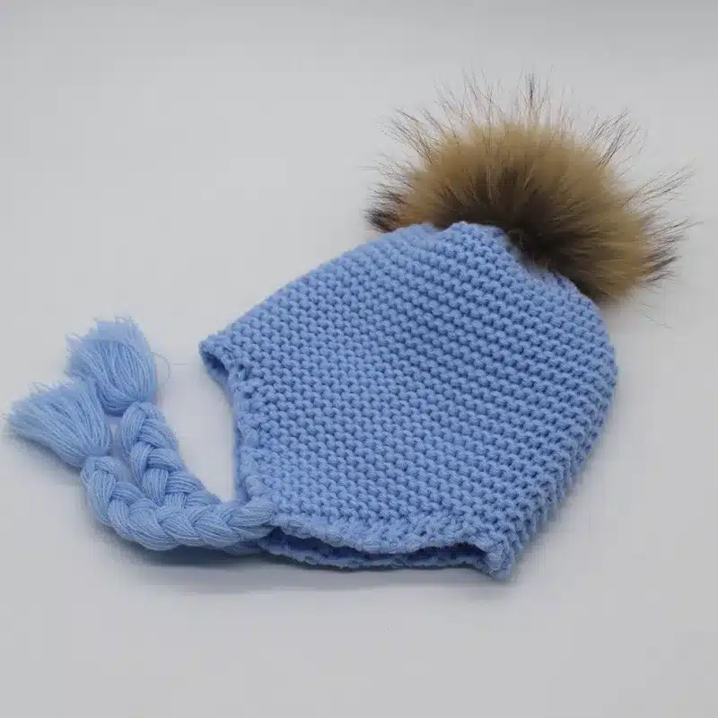 FURANDOWN 2017 Fashion Kids Winter Raccoon Fur Hats For Children Girls Knitted Wool Earflap Beanies Cap Crochet Baby Hat 31