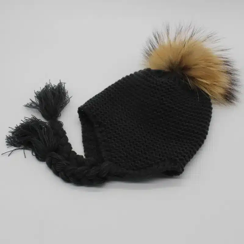 FURANDOWN 2017 Fashion Kids Winter Raccoon Fur Hats For Children Girls Knitted Wool Earflap Beanies Cap Crochet Baby Hat 33