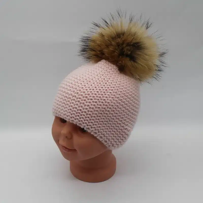 FURANDOWN Winter Hat Baby Children Raccoon Fur Pompom Hats Boy And Girls Warm Beanie Hat Cap For Kids 25