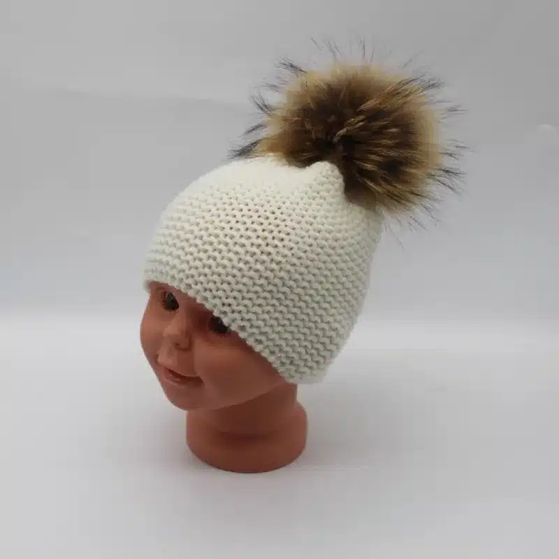 FURANDOWN Winter Hat Baby Children Raccoon Fur Pompom Hats Boy And Girls Warm Beanie Hat Cap For Kids 27