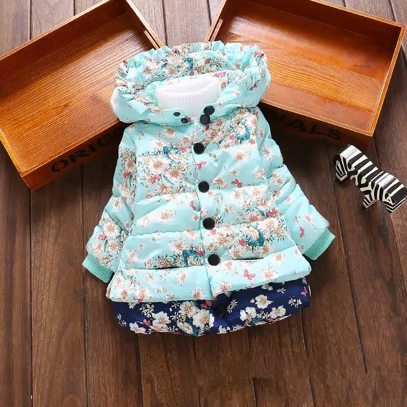 New Girls Outerwear children's clothing Baby girl fashion printed cotton coat Kids winter warm jacket clothes for 1-4 years old 12