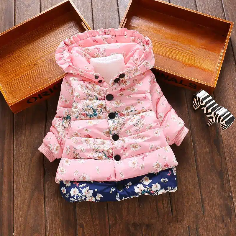 New Girls Outerwear children's clothing Baby girl fashion printed cotton coat Kids winter warm jacket clothes for 1-4 years old 14