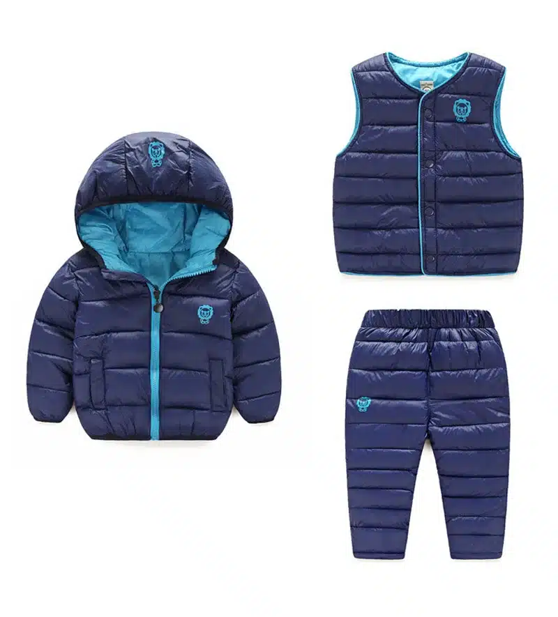 Children Set Boys Girls Clothing Sets Winter 3Pcs Hoody Down Jacket + Pants+ Vest Waterproof Snow Warm kids Clothes Suit Costume 13