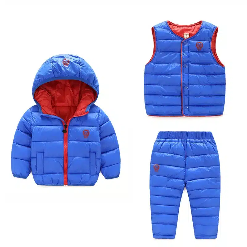 Children Set Boys Girls Clothing Sets Winter 3Pcs Hoody Down Jacket + Pants+ Vest Waterproof Snow Warm kids Clothes Suit Costume 17