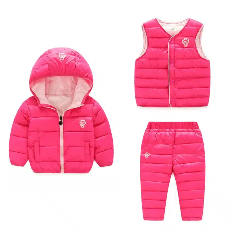 Children Set Boys Girls Clothing Sets Winter 3Pcs Hoody Down Jacket + Pants+ Vest Waterproof Snow Warm kids Clothes Suit Costume 19