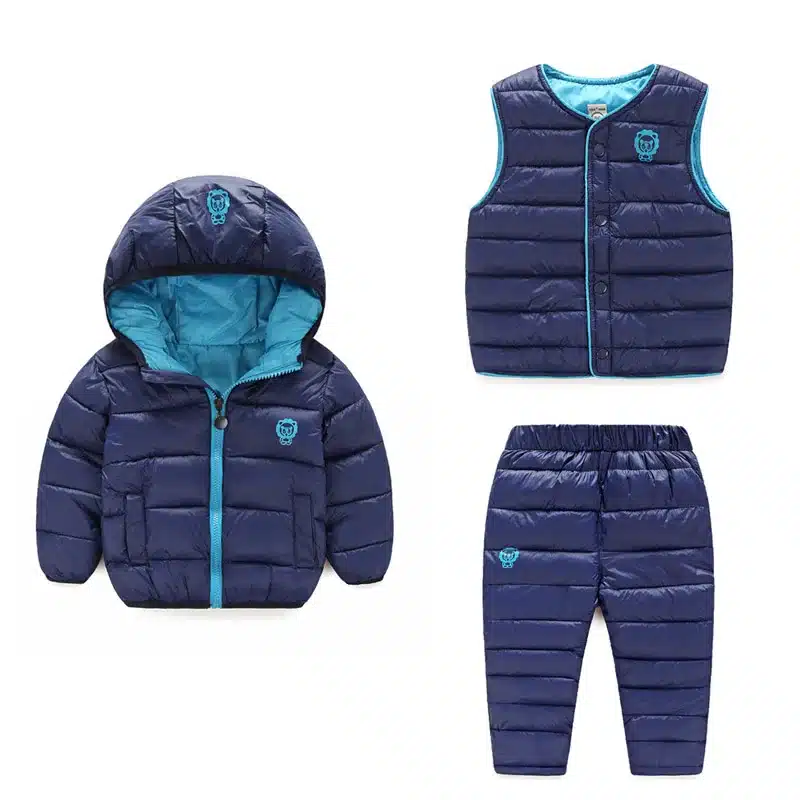 Children Set Boys Girls Clothing Sets Winter 3Pcs Hoody Down Jacket + Pants+ Vest Waterproof Snow Warm kids Clothes Suit Costume 20