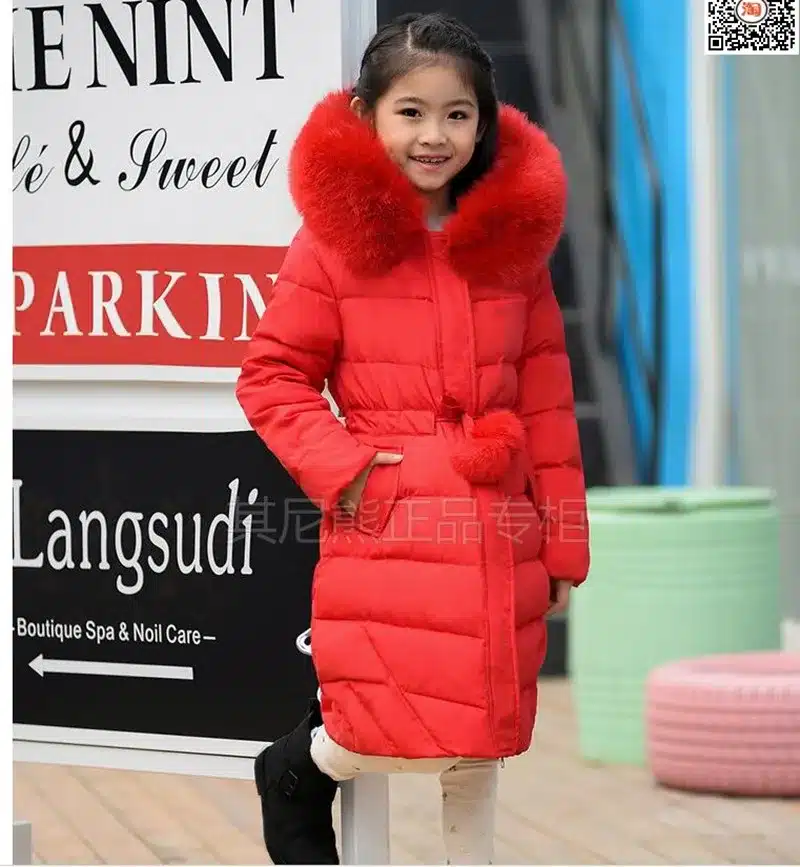 HSSCZL winter girls Down jackets long warm big girl 2016 new thick coat outerwear hooded Artificial fur collar parka overcoat 30