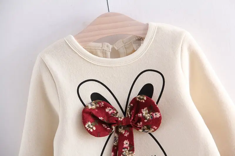 Danmoke Cute Rabbit and Flowers Printed Girls Long Sleeve Dress 2017 Winter Autumn Baby Girl Princess Dress 2 Color 21