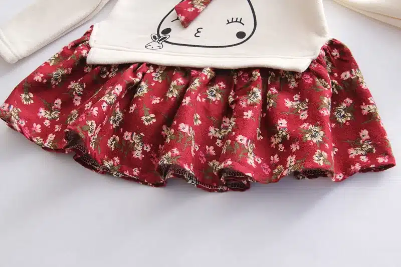 Danmoke Cute Rabbit and Flowers Printed Girls Long Sleeve Dress 2017 Winter Autumn Baby Girl Princess Dress 2 Color 27