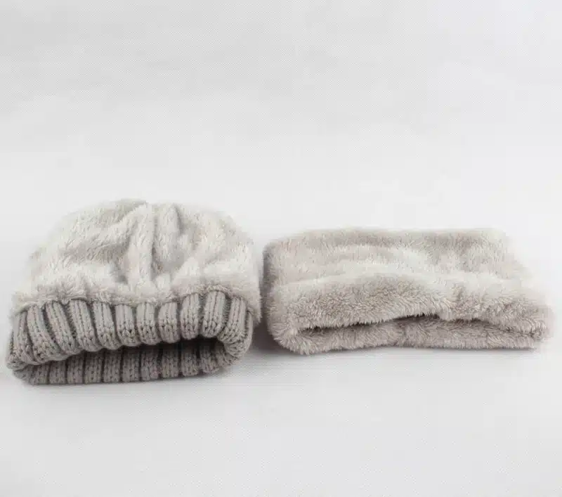 Children kids Winter Hat Scarf set Raccoon Fur Ball Hat Pom pom Beanies Baby Girls Warm Fleece Cap Scarf Set 15