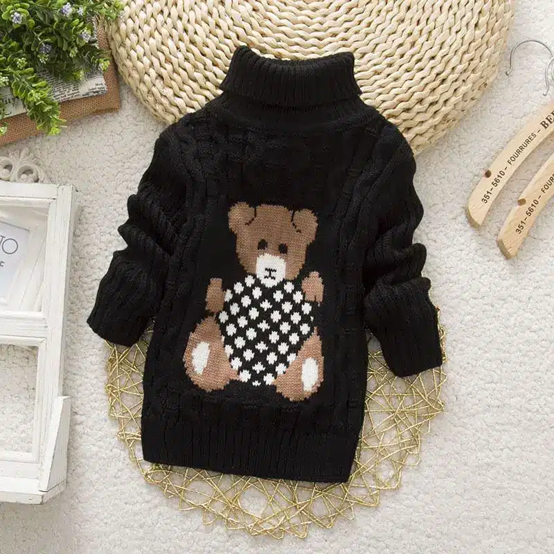 Autumn/Winter Knitted Pullovers Turtleneck Warm Sweater Baby Girls Clothes Cartoon Bear Children Sweaters Kids Boys Outerwear 18
