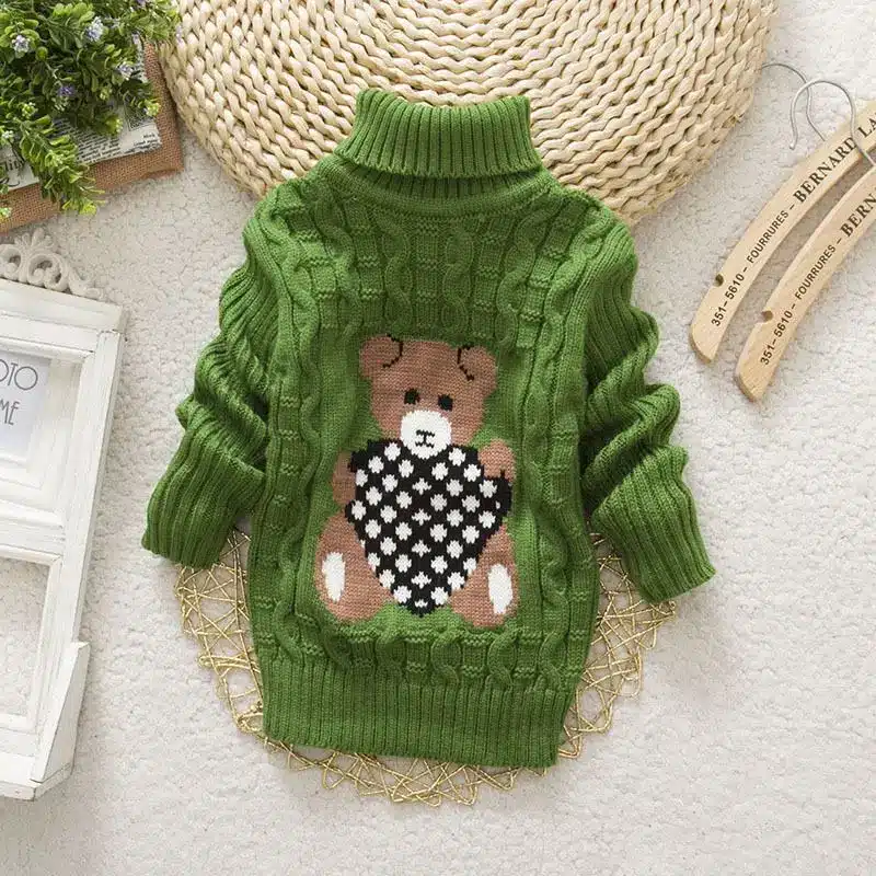 Autumn/Winter Knitted Pullovers Turtleneck Warm Sweater Baby Girls Clothes Cartoon Bear Children Sweaters Kids Boys Outerwear 20