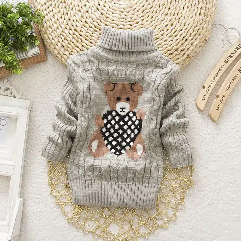 Autumn/Winter Knitted Pullovers Turtleneck Warm Sweater Baby Girls Clothes Cartoon Bear Children Sweaters Kids Boys Outerwear 21