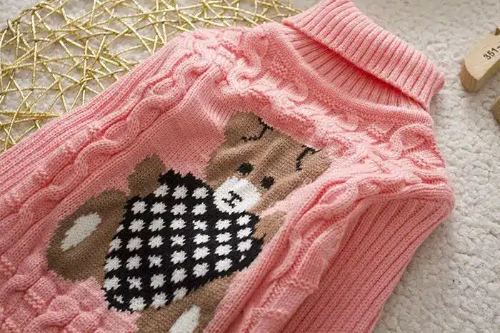 Autumn/Winter Knitted Pullovers Turtleneck Warm Sweater Baby Girls Clothes Cartoon Bear Children Sweaters Kids Boys Outerwear 24