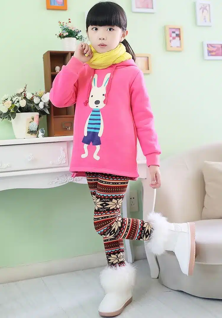 Popular print flower Girls leggings kids winter plus velvet pants chindren skinny thickening ankle length leggings 3-11Y SCW2203 13