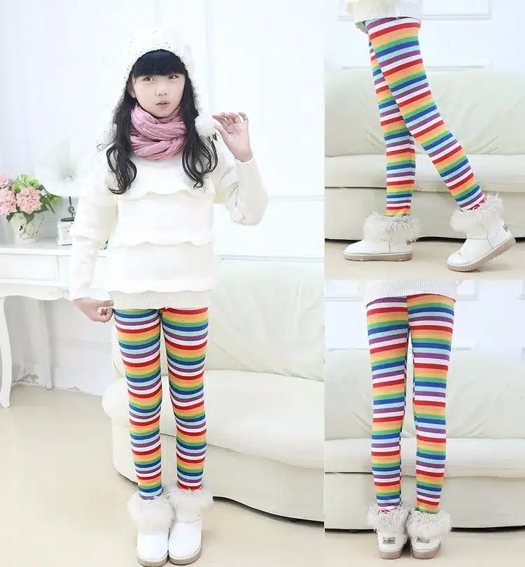 Popular print flower Girls leggings kids winter plus velvet pants chindren skinny thickening ankle length leggings 3-11Y SCW2203 16