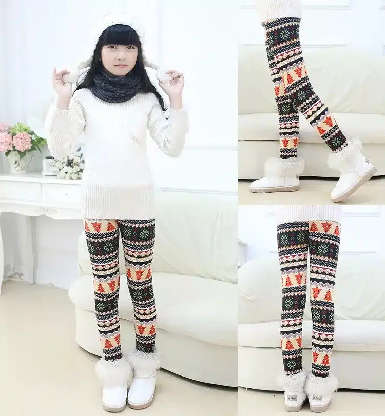Popular print flower Girls leggings kids winter plus velvet pants chindren skinny thickening ankle length leggings 3-11Y SCW2203 19